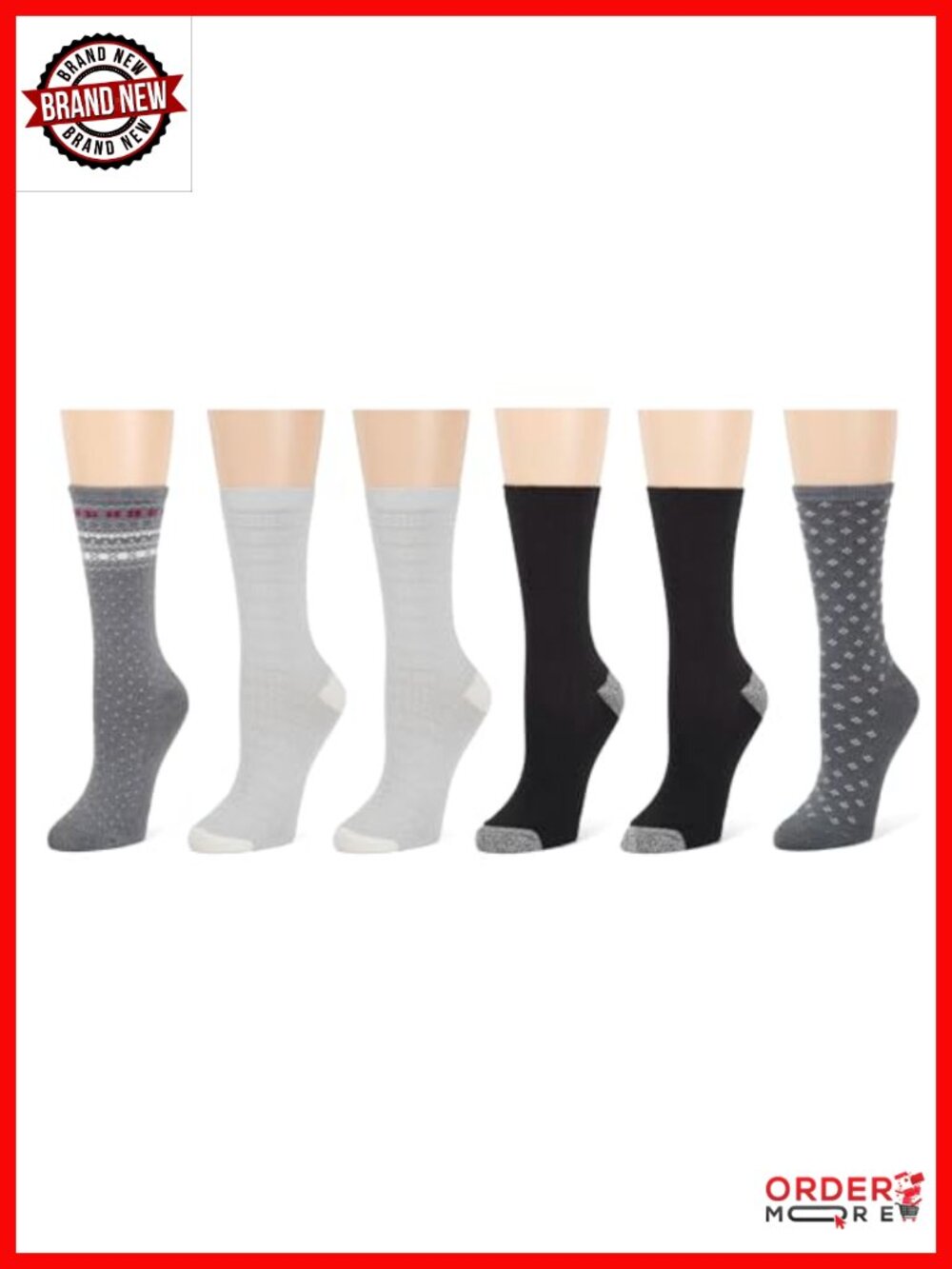 Super Soft Easy Care Crew Midweight Socks 6 Pair